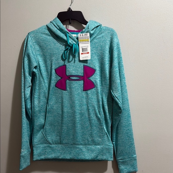 Under Armour cold gear storm Teal Hoodie with Purple Logo - Picture 2 of 8